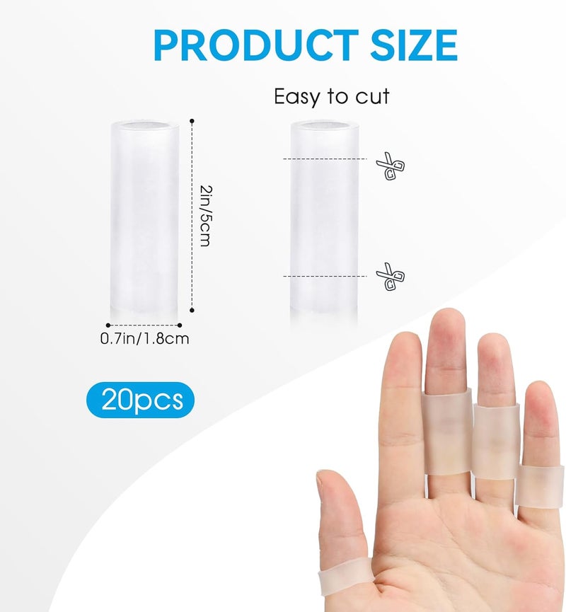 salbsever 20 Pcs Finger Sleeves Protectors Silicone Finger Sleeve Gel Finger Sleeve Protectors Finger Covers Cushions and Protects Rubber Finger Shields Provide Relief forCracked Finger - Image 2